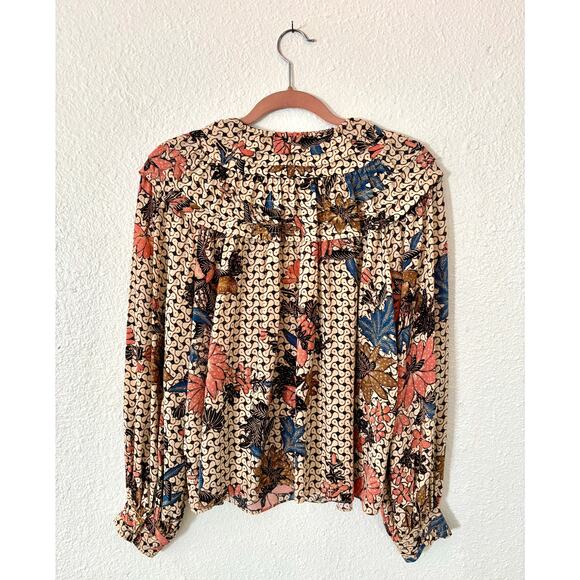 Ulla Johnson Aria Silk Floral Blouse Boho Romantic Modern Boho Whimsy 8 M - Picture 4 of 7